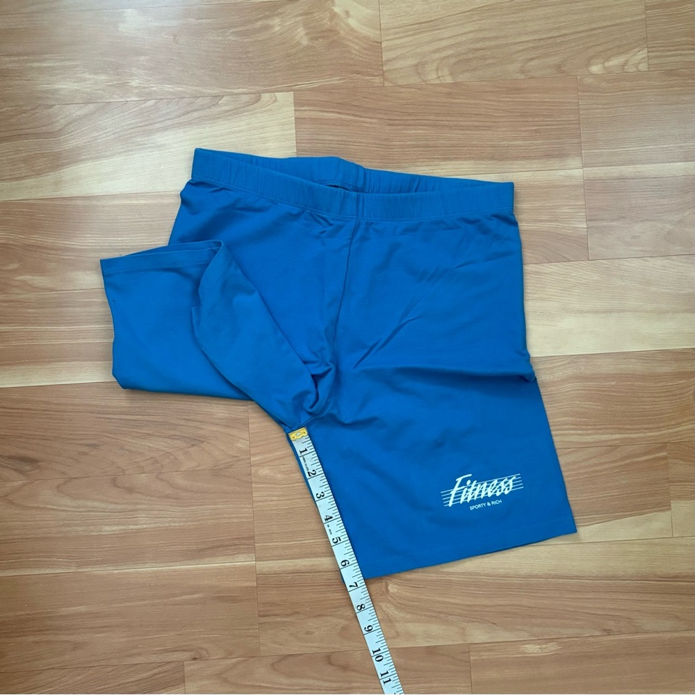 Sporty & Rich 80s Varsity Blue Logo Princess Diana Fitness Biker Shorts Sz L/XL - Picture 5 of 13